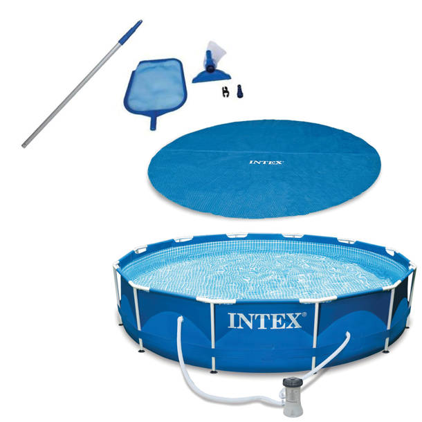 Intex Swimming Pool Solar Cover Tarp, Blue Bundled w/ Metal Above